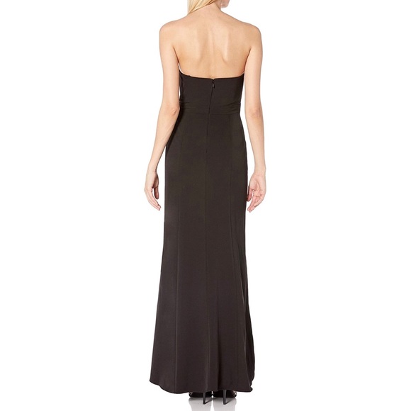 Aidan Mattox strapless gown black peplum column - Picture 2 of 8
